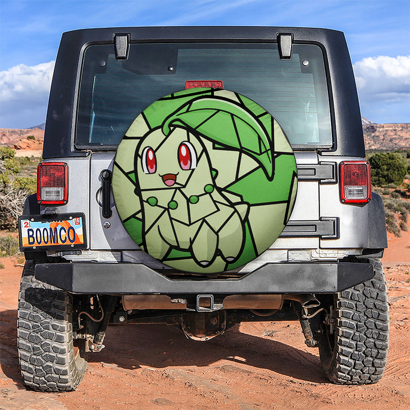 Chikorita Pokemon Stained Glass Car Spare Tire Covers Gift For Campers