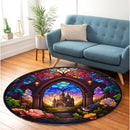 Church Stained Glass Round Rug