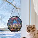 Castle Round Stained Glass Window Hanging Panel Suncatcher