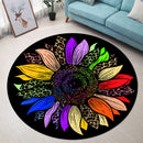 Colorful Cheetah Sunflower Round Carpet Rug Bedroom Living-room Home Decor