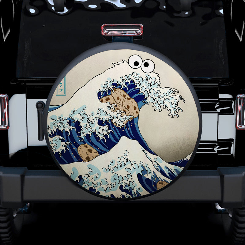 Cookie The Great Wave Jeep Car Spare Tire Covers Gift For Campers