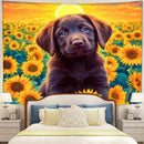Rainbow Sunflower Puppy Tapestry Room Decor