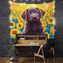 Rainbow Sunflower Puppy Tapestry Room Decor