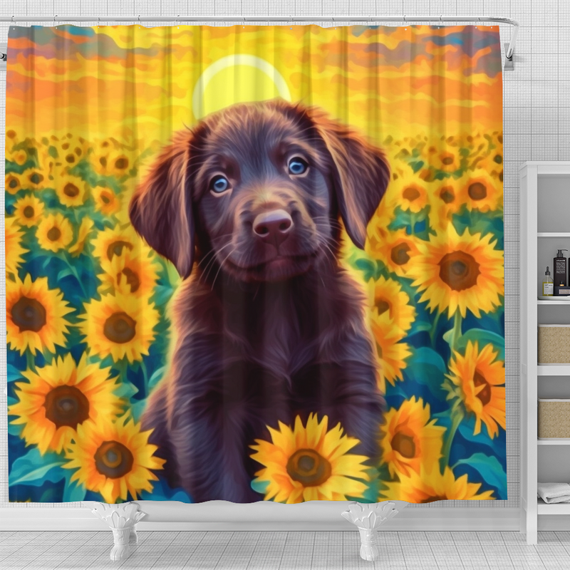 Create A Picture Of A Rainbow Colored Cute Puppy Shower Curtain