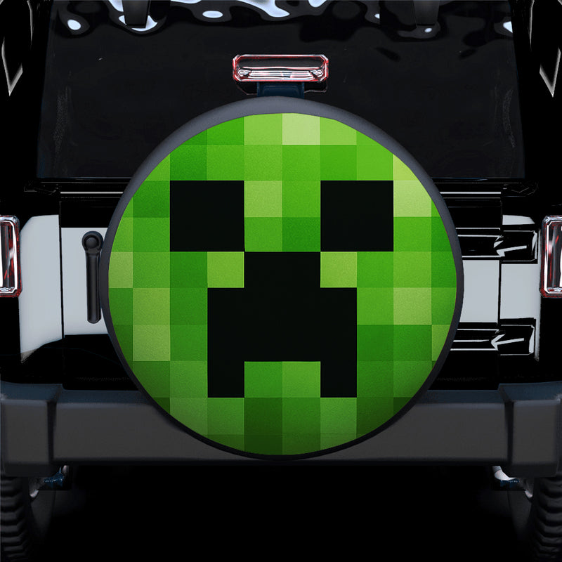 Creeper Face Pixel Jeep Car Spare Tire Cover