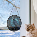 Crow Round Stained Glass Window Hanging Panel Suncatcher