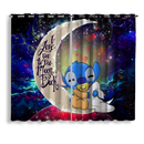 Cute Baby Stitch Sleep Love You To The Moon Galaxy Window Curtain