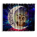 Cute Owl Love You To The Moon Galaxy Window Curtain