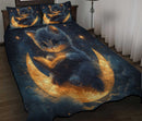 Cute Kitty Reading On A Crescent Moon Quilt Bed Sets