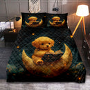 Cute Puppy Reading On A Crescent Moon Quilt Bed Sets