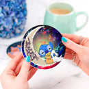 Cute Baby Stitch Sleep Love You To The Moon Galaxy Ceramic Drink Coasters