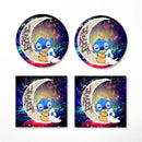 Cute Baby Stitch Sleep Love You To The Moon Galaxy Ceramic Drink Coasters