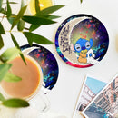 Cute Baby Stitch Sleep Love You To The Moon Galaxy Ceramic Drink Coasters