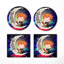 Cute Hinata Haikyuu Love You To The Moon Galaxy Ceramic Drink Coasters
