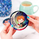 Cute Hinata Haikyuu Love You To The Moon Galaxy Ceramic Drink Coasters