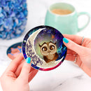 Cute Owl Love You To The Moon Galaxy Ceramic Drink Coasters