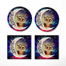 Cute Owl Love You To The Moon Galaxy Ceramic Drink Coasters