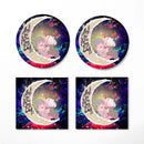 Darling In The Franxx Hiro And Zero Two Love You To The Moon Galaxy Ceramic Drink Coasters