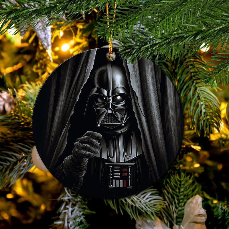 Darth Vader Peeking Curtain Mica Circle Ornament Perfect Gift For Holiday