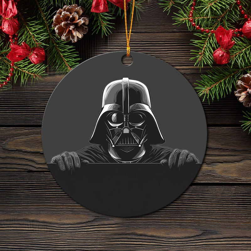 Darth Vader Peeking Wall Mica Circle Ornament Perfect Gift For Holiday