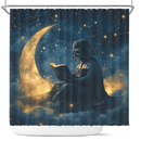 Darth Vader Reading On A Crescent Moon Shower Curtain