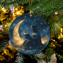 Darth Vader Reading On A Crescent Moon Mica Circle Ornament