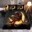 Deadpool Reading On A Crescent Moon Quilt Bed Sets