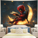 Deadpool Reading On A Crescent MoonTapestry Room Decor