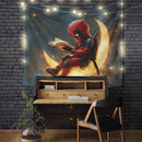 Deadpool Reading On A Crescent MoonTapestry Room Decor