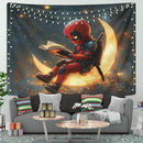 Deadpool Reading On A Crescent MoonTapestry Room Decor