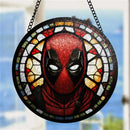 Deadpool Round Stained Glass Window Hanging Panel Suncatcher