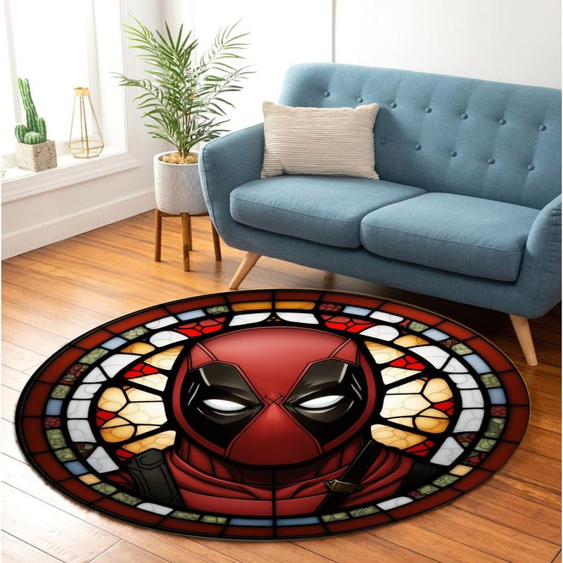 Deadpool Stained Glass Round Rug