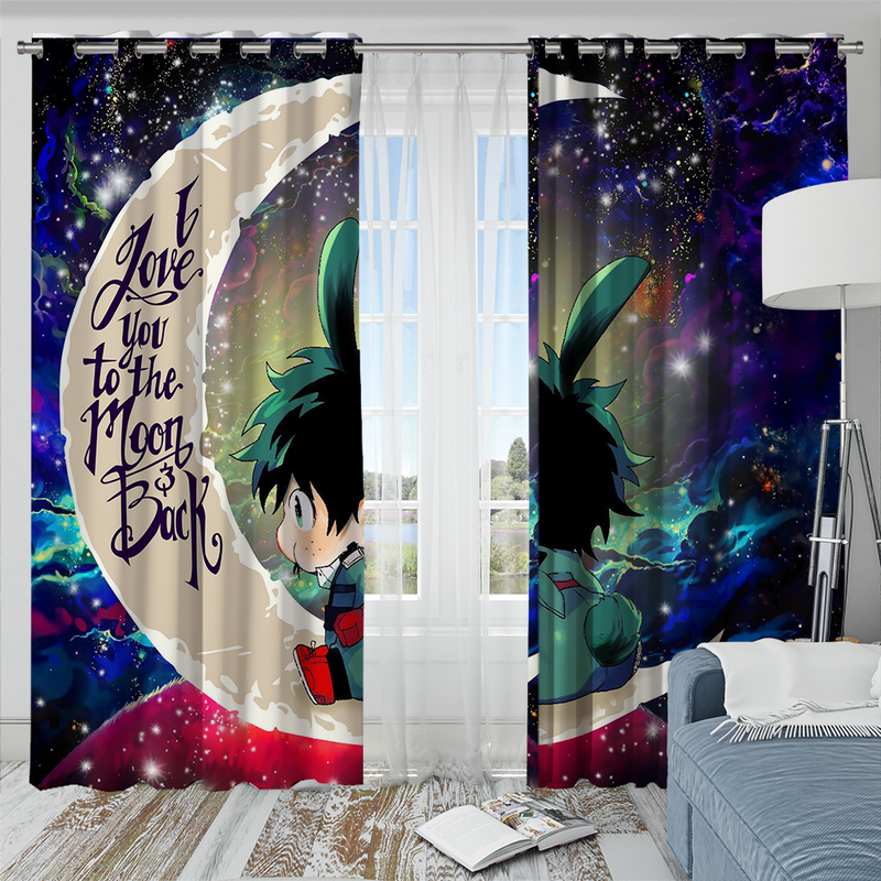 Deku My Hero Academia Anime Love You To The Moon Galaxy Window Curtain