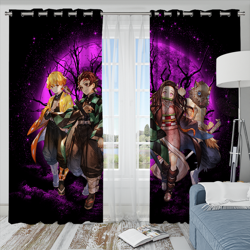 Demon Slayer Team Pink Moonlight Anime Window Curtain