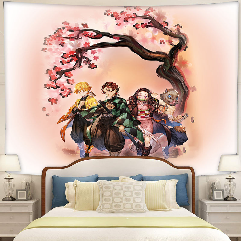 Demon Slayer Kimetsu No Yaiba Anime Cherry Blossom Tapestry Room Decor