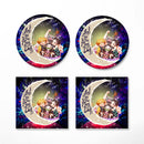 Demond Slayer Team Love You To The Moon Galaxy Ceramic Drink Coasters