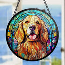Golden Retriever Round Stained Glass Window Hanging Panel Suncatcher