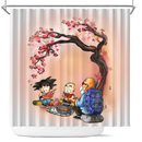 Dragon Ball Goku Krillin Master Roshi Anime Funny Cherry Blossom Japan Shower Curtain