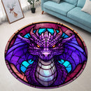 Dragon Stained Glass Round Rug