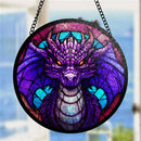 Dragon Round Stained Glass Window Hanging Panel Suncatcher
