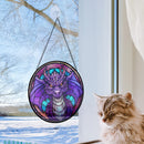 Dragon Round Stained Glass Window Hanging Panel Suncatcher
