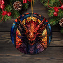Dragon Stained Glass Art In The Style Of Aggressive Mica Ornament Perfect Gift For Holiday