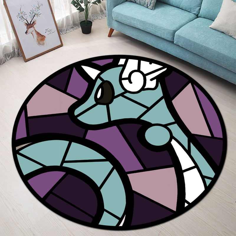 Dragonair Stained Glass Round Rug