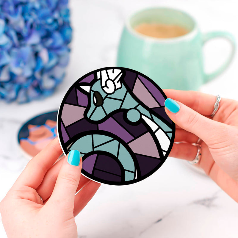 Dragonair Pokemon Stained Glass Drink Coasters