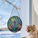Dragonfly 1 Round Stained Glass Window Hanging Panel Suncatcher