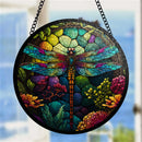Dragonfly 1 Round Stained Glass Window Hanging Panel Suncatcher