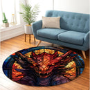 Dragon Stained Glass Round Rug