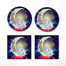 Dumbo Elephant Love You To The Moon Galaxy Ceramic Drink Coasters