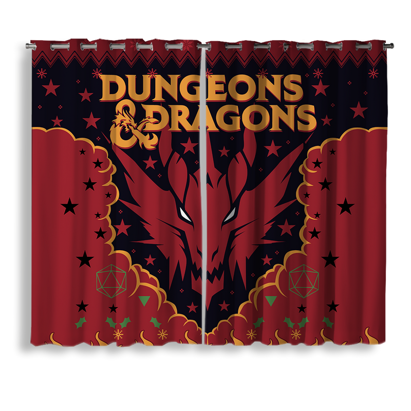 Dungeons & Dragons Christmas Window Curtain