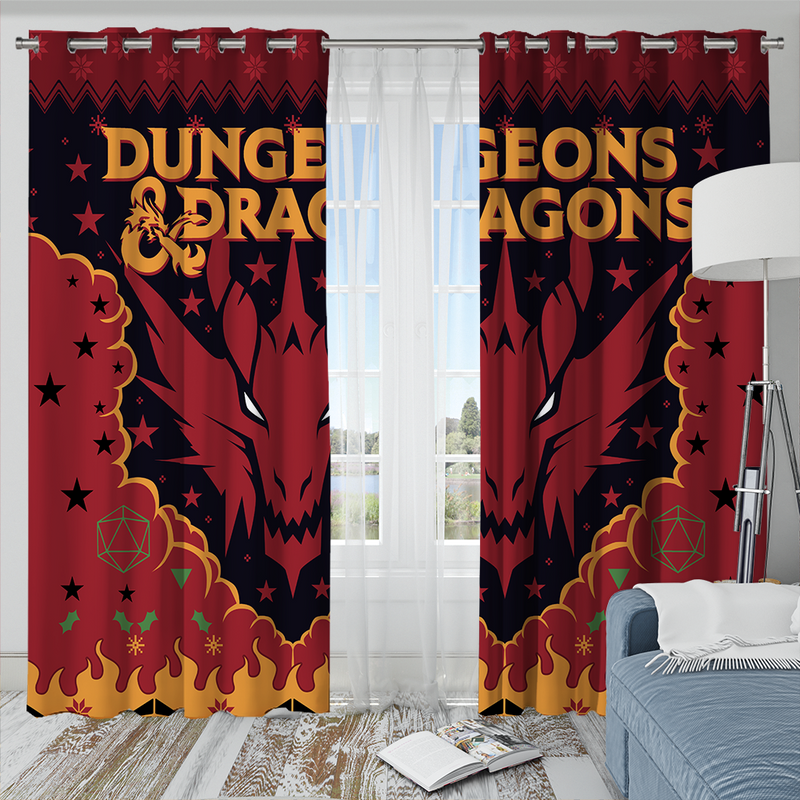 Dungeons & Dragons Christmas Window Curtain